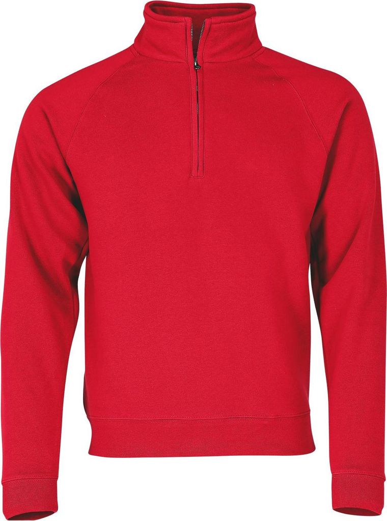 Fruit of the Loom Premium Zip Neck Sweat ,Farbe: rot ,Größe: 2XL