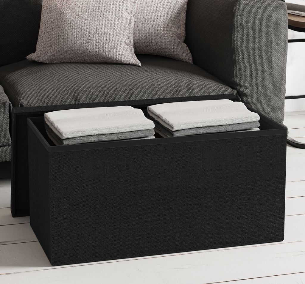 VCM Stoff Sitzbank | Maße ca. H. 38 x B. 76 x T. 38 cm | Kiste für flexiblen Einsatz in allen Wohnräumen | Aufbewahrungsbox | Sitztruhe - Boxas