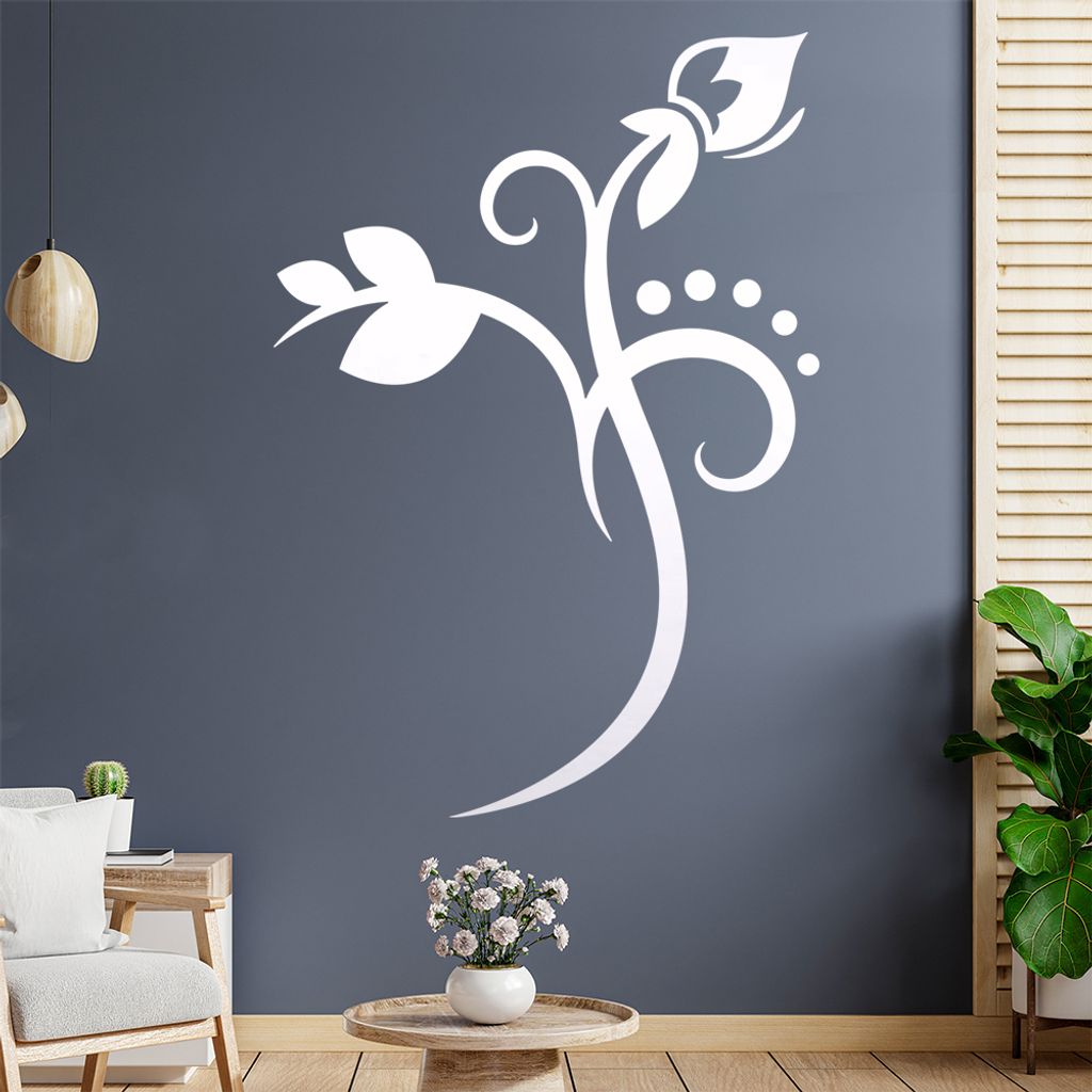 Blume - Linien Punkte Wandtattoo in 6 Größen - Wandaufkleber Wall Sticker - Dekoration, Küche, Wohnzimmer, Schlafzimmer, Badezimmer