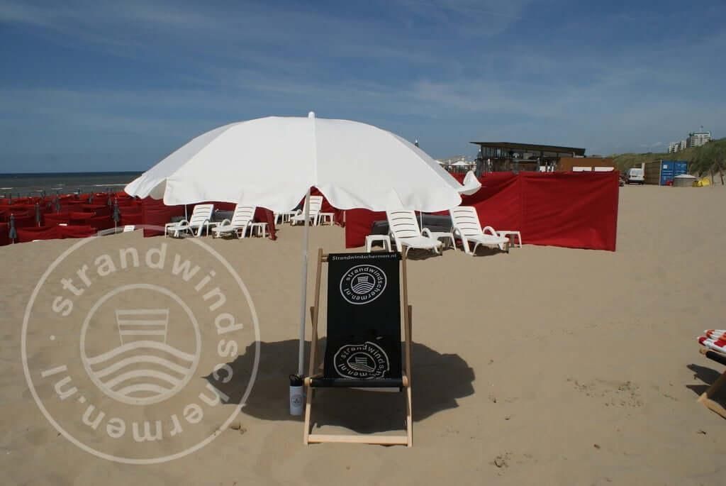 Strandschirm, einfarbig, Ecru, Polyacryl, Ø 180 cm, Camping-Sonnenschirm