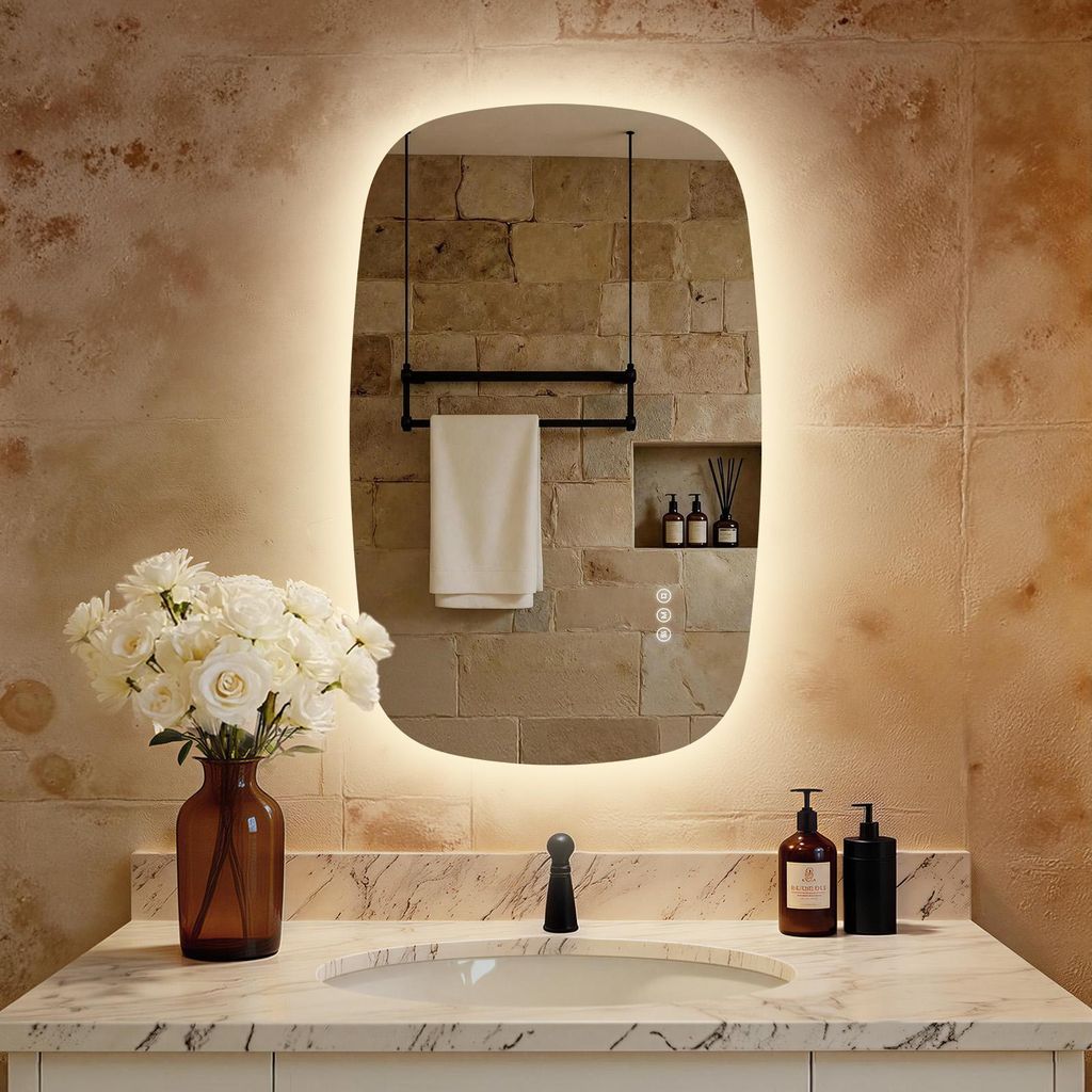 S'AFIELINA 80×50 cm Wandspiegel LED – Badspiegel mit Produktbild 