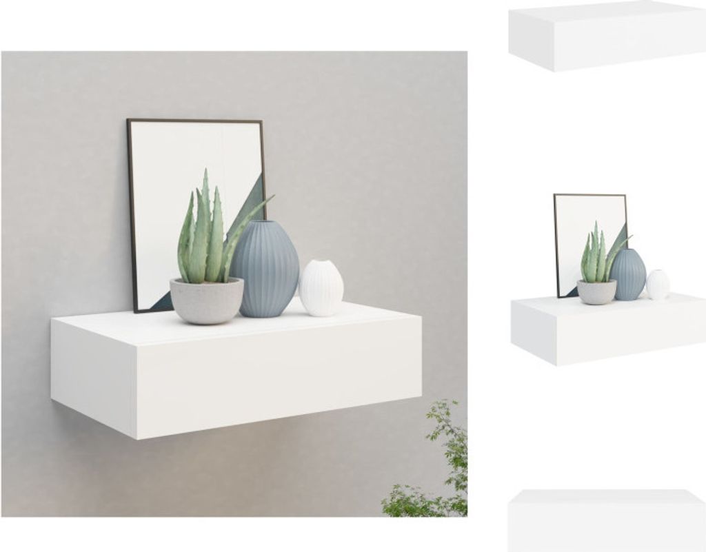 vidaXL Wandregal mit Schublade Weiß 40x23,5x10 cm MDF - Wandregale