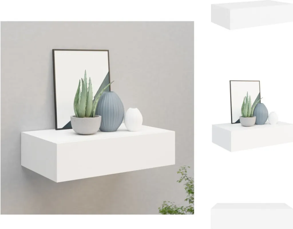 vidaXL Mensola a Muro Bianca con Cassetto 40x23,5x10 cm - Design MDF