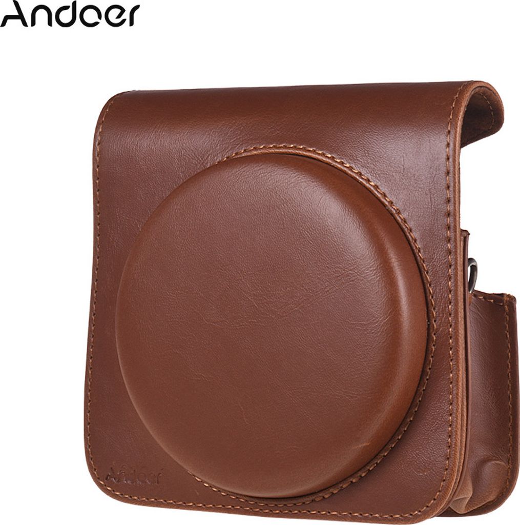 Andoer Schutzhuelle Kunstledertasche mit verstellbarem Tragegurt fuer Fujifilm Instax Square SQ6 Sofortbildkamera Braun