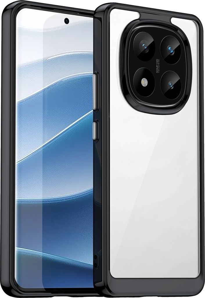 Für Xiaomi Redmi Note 14 Pro Plus 5G Colorful TPU Acryl Hybrid Hülle Schwarz