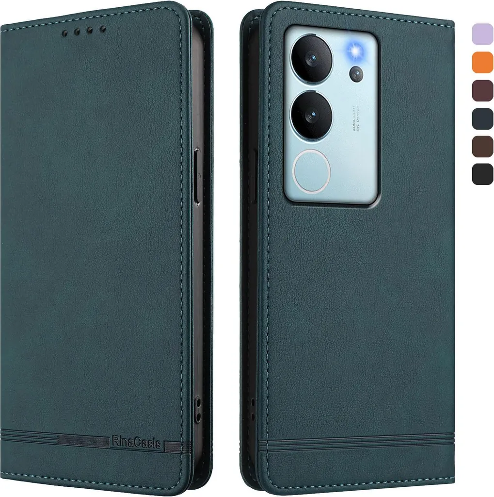 Offerta Custodia Vivo V29e / Y200 5G Verde Retro in Cuoio - Ultimi Pezzi