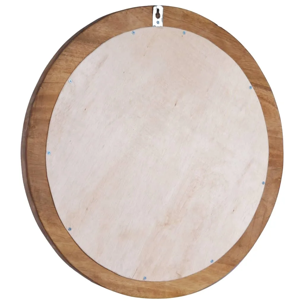 Specchio Tondo 60 cm Legno Teak Massello - Design Naturale Parete - 4