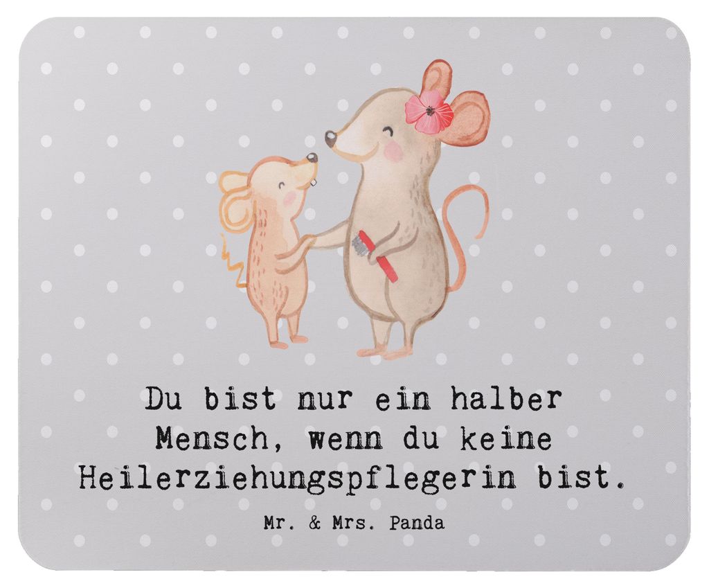 Mr. & Mrs. Panda Mouse Pad Heilerziehungspflegerin Herz - Grau Pastell - Geschenk, Mousepad, Ausbildung, Spruch, computer mauspad, pc, Witzig, maus...