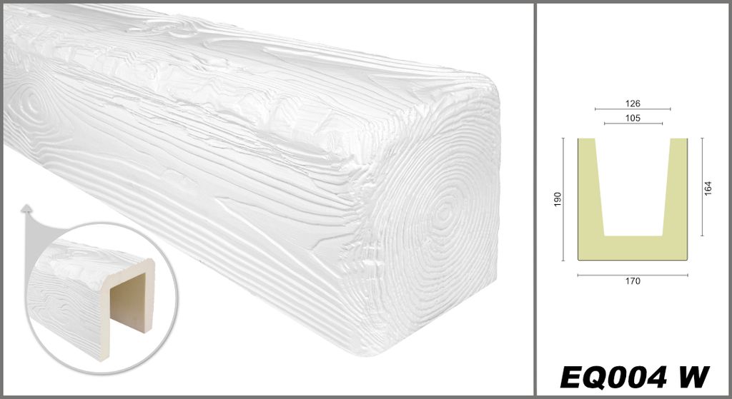DECO WOOD Deckenbalken rustikal aus Polyurethane, 2m Länge, Produktbild 