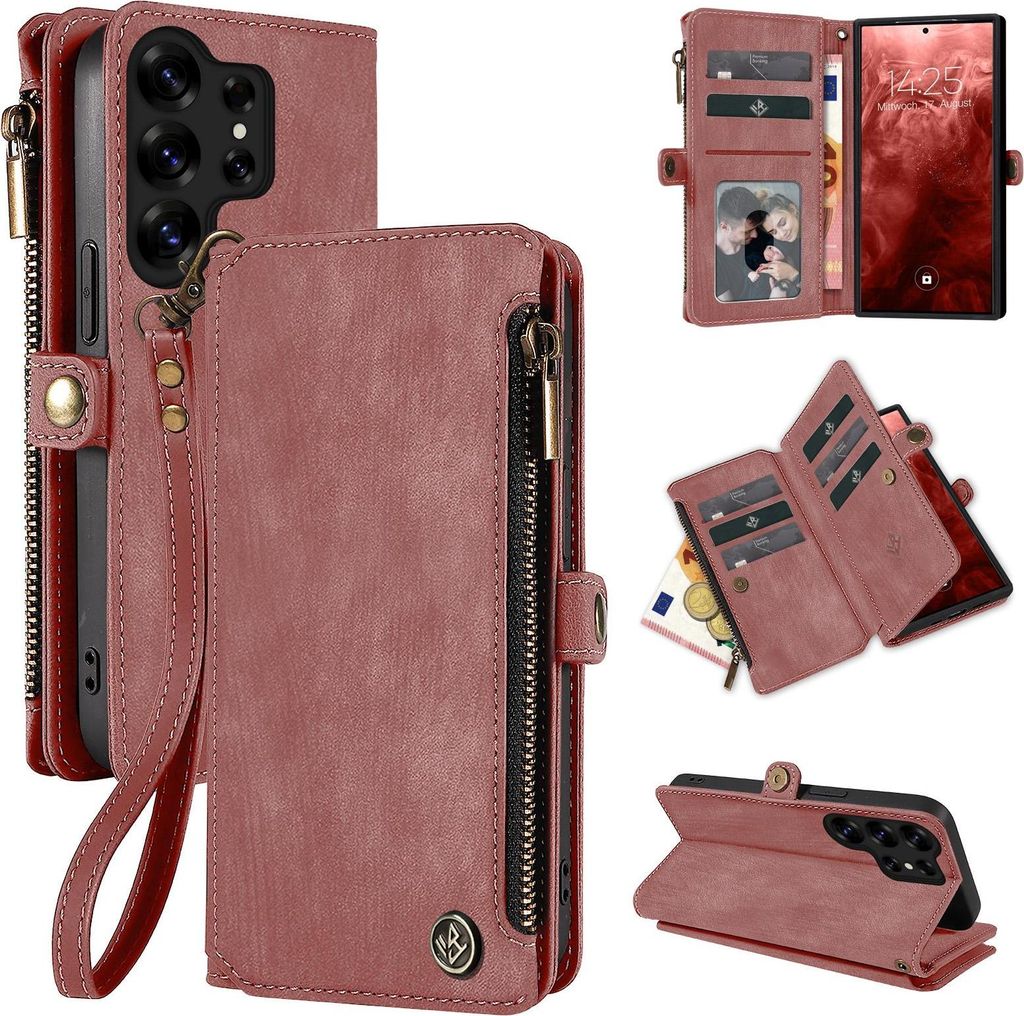Handy Hülle für Samsung Galaxy S26 Ultra Geldbeutel Geldbörse RFID Schutz Klapphülle Cover Schutzhülle Wallet Farbe: Rosa