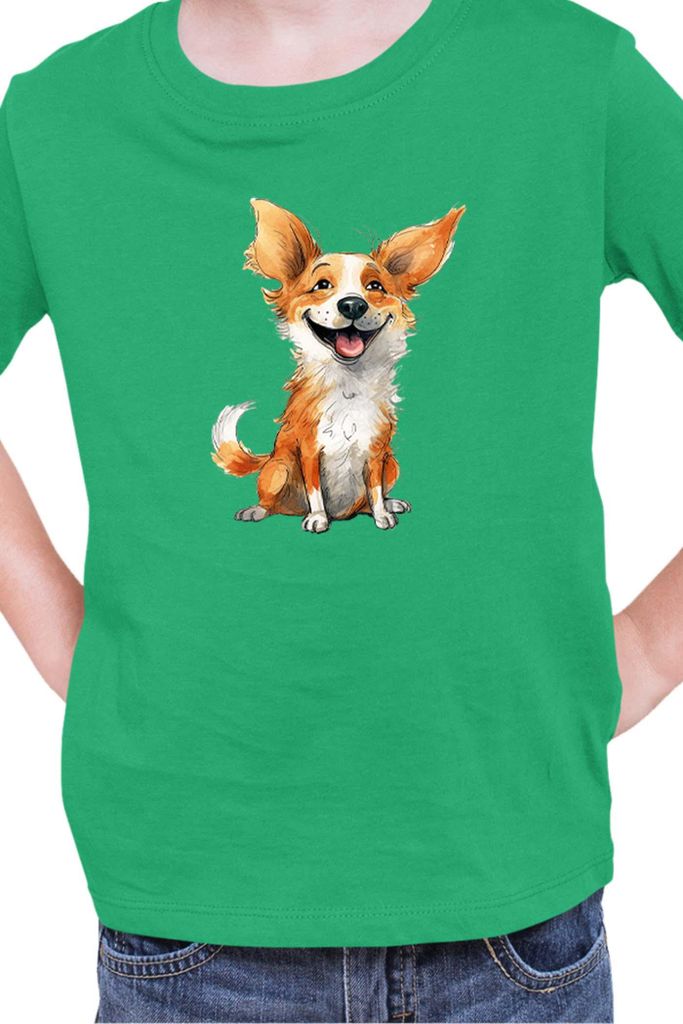 Kinder T-Shirt Funny Dogs Breeds Corgi Dog Breed, 9-11 Jahr - 140 / Grün