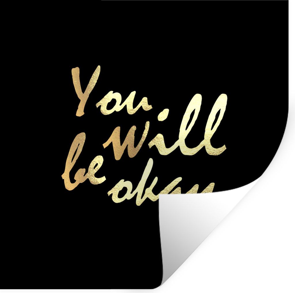 MuchoWow Wandtattoo Wandsticker Wandaufkleber Zitat - Motivation - Gold - Schwarz 30x30 cm Selbstklebend und Repositionierbar - Repositionierbar ...