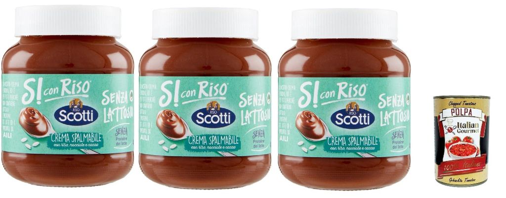 Riso Scotti, Si con Riso, Streichfähige Creme mit Reis, Haselnüssen und Kakao, Haselnusscreme ohne Laktose, ohne Gluten und ohne Palmöl, ohne Mi...