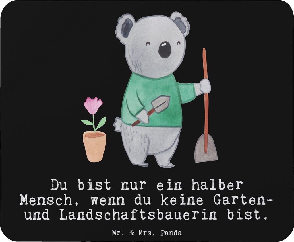 Mr. & Mrs. Panda Mousepad Garten- und Landschaftsbauerin Herz - Schwarz - Geschenk, Gartenbau, notebook mauspad, Spruch, Lustig, Gärtnerei, Mouse ...