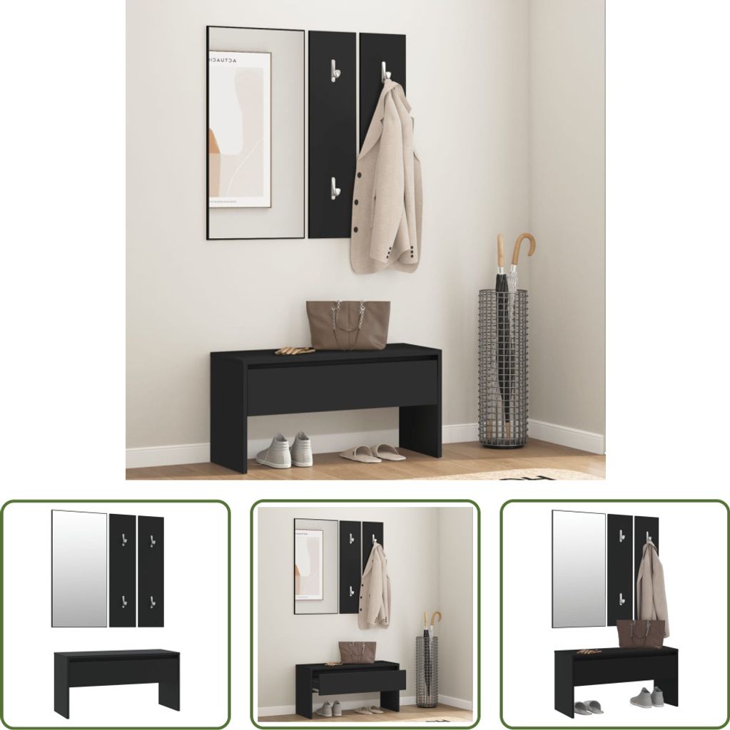 The Living Store Flurmöbel-Set Schwarz Holzwerkstoff
