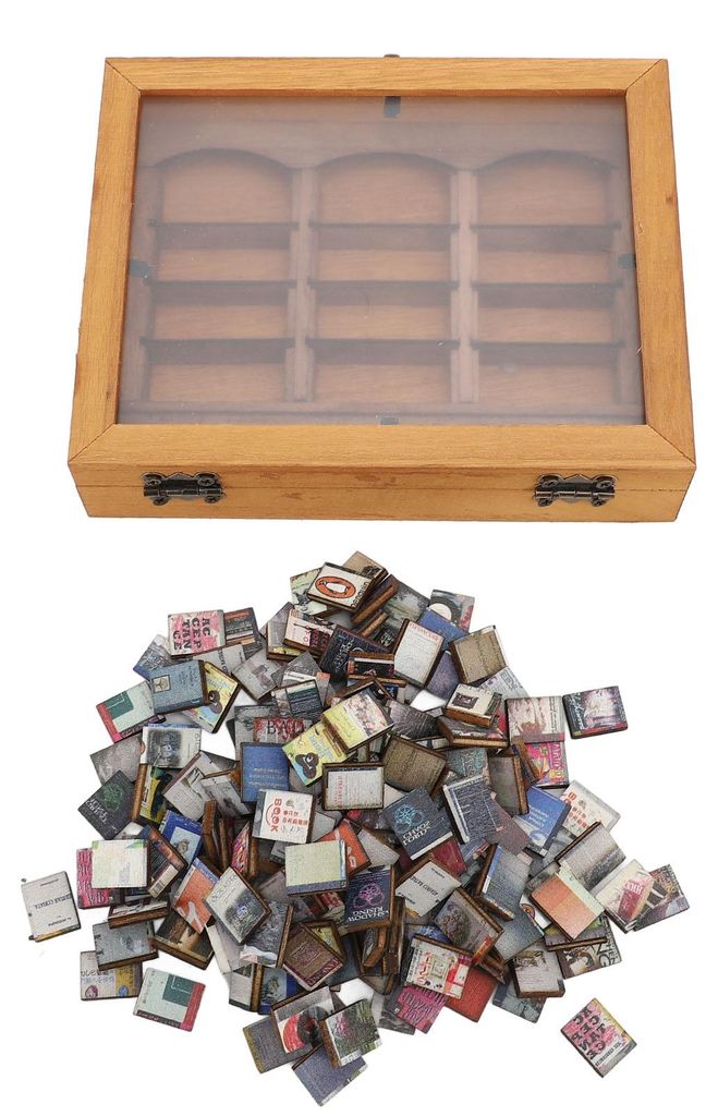 Miniatur-Bücherboxen, Vitrine, Schrank, Angstlinderung, Bücher, schüttelndes Bücherregal, Spielzeug für Wohnzimmer, Schreibtisch, Ornament + Mini