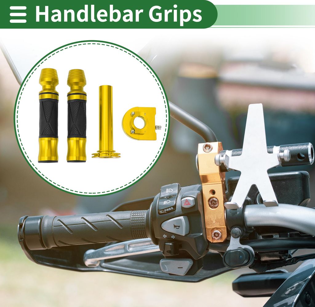 7/8" 22mm 15/16" 24mm Motorrad Lenkergriffe Abdeckung Kit Aluminiumlegierung Gummi Lenkergriffe Goldfarben 1 Satz Diamantmuster Seitenglas Muster