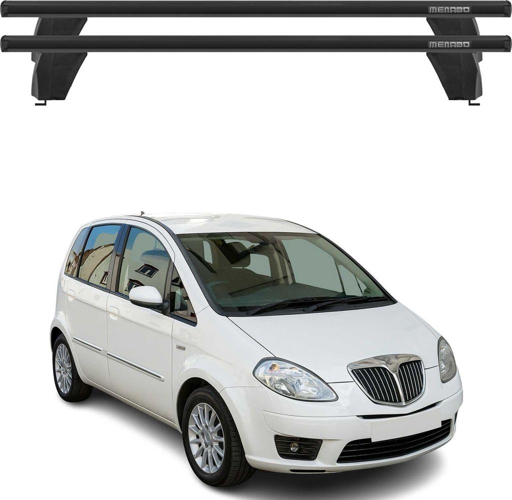 Menabo Dachträger Grundtäger für Lancia Musa 2004-2006 75kg Alu Schwarz 2 tlg