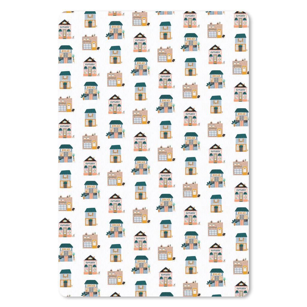 MuchoWow Mauspad Mousepad Haus - Pastell - Muster 40x60 cm - Mousepads - Maus Mat - Pad - Mausunterlage - Schreibtisch Accesoire
