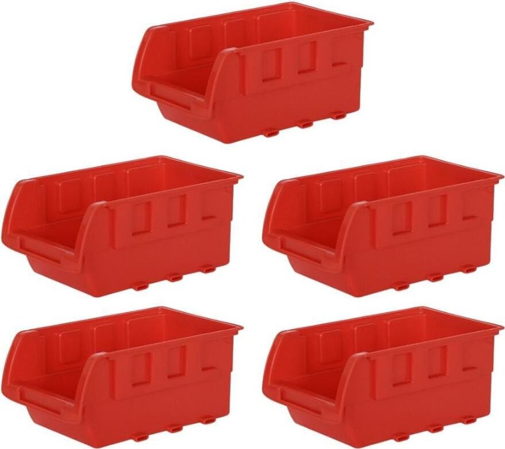SuperSparSet 5x Sichtlagerbox aus Kunststoff | Rot | BxHxT 6x8x11,5cm | Sortimentskasten, Sortimentsbox