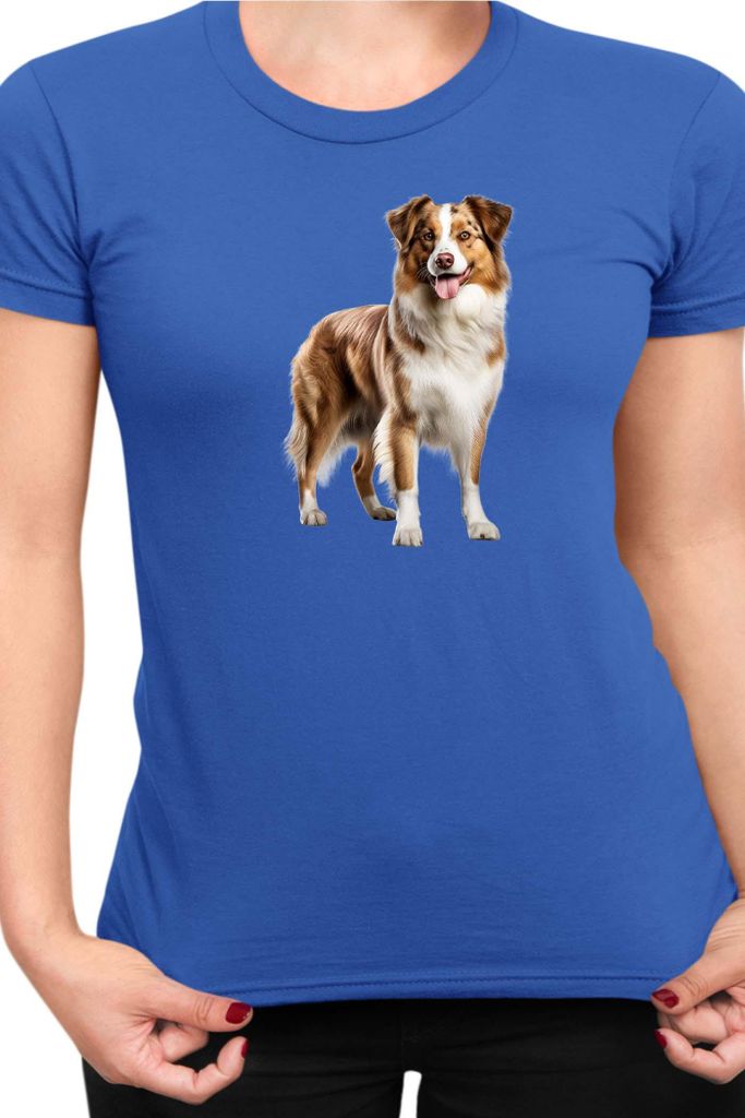 Damen T-Shirt Dogs Breeds Shetland Sheepdog Dog Breed 005, Lady S / Blau