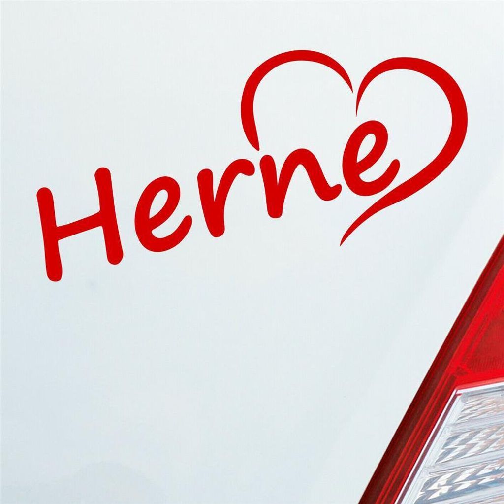 Auto Aufkleber Herne Herz Stadt City Liebe Love Heimat 18x8 cm Rot Sticker Heckscheibenaufkleber