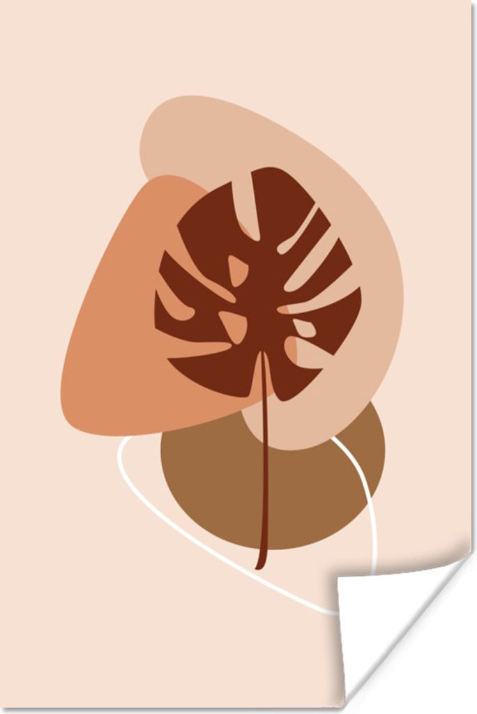 MuchoWow Poster Sommer - Monstera - Braun 20x30 cm - Papierdruck