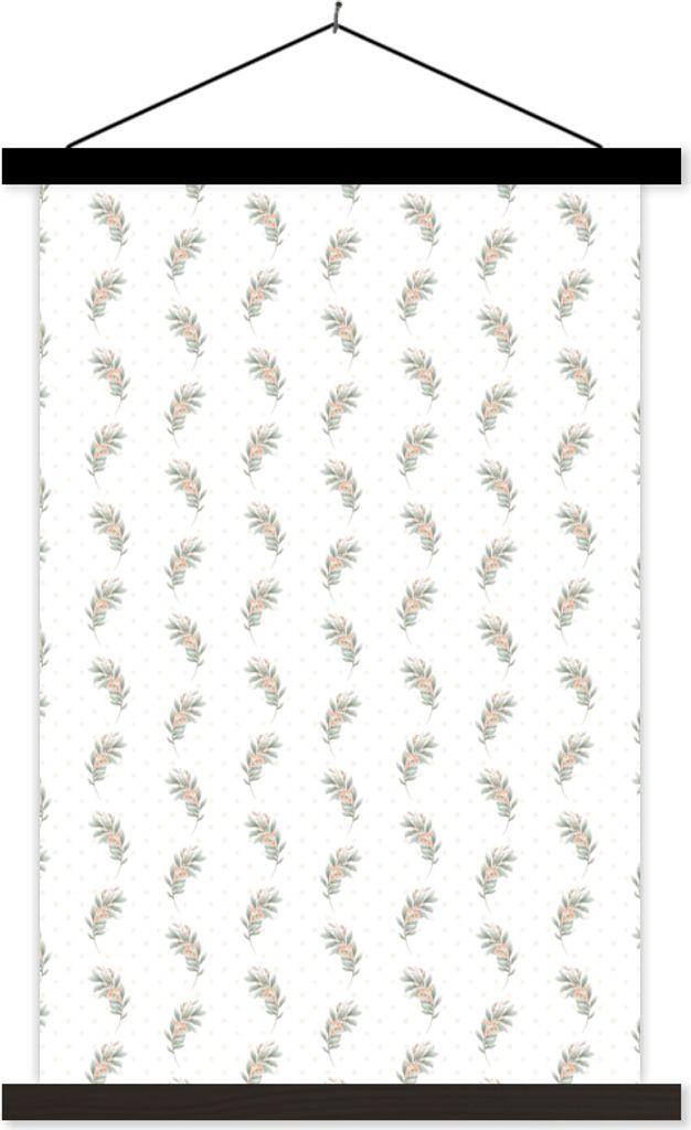 MuchoWow Textilposter Blumen - Stecklinge - Pastell 40x60 cm mit schwarzem Rahmen - Wanddekorationen