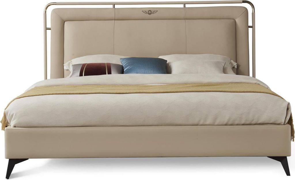 Bett Polster Design Luxus Doppel Hotel Betten Schlaf Zimmer Leder 180x200cm Neu