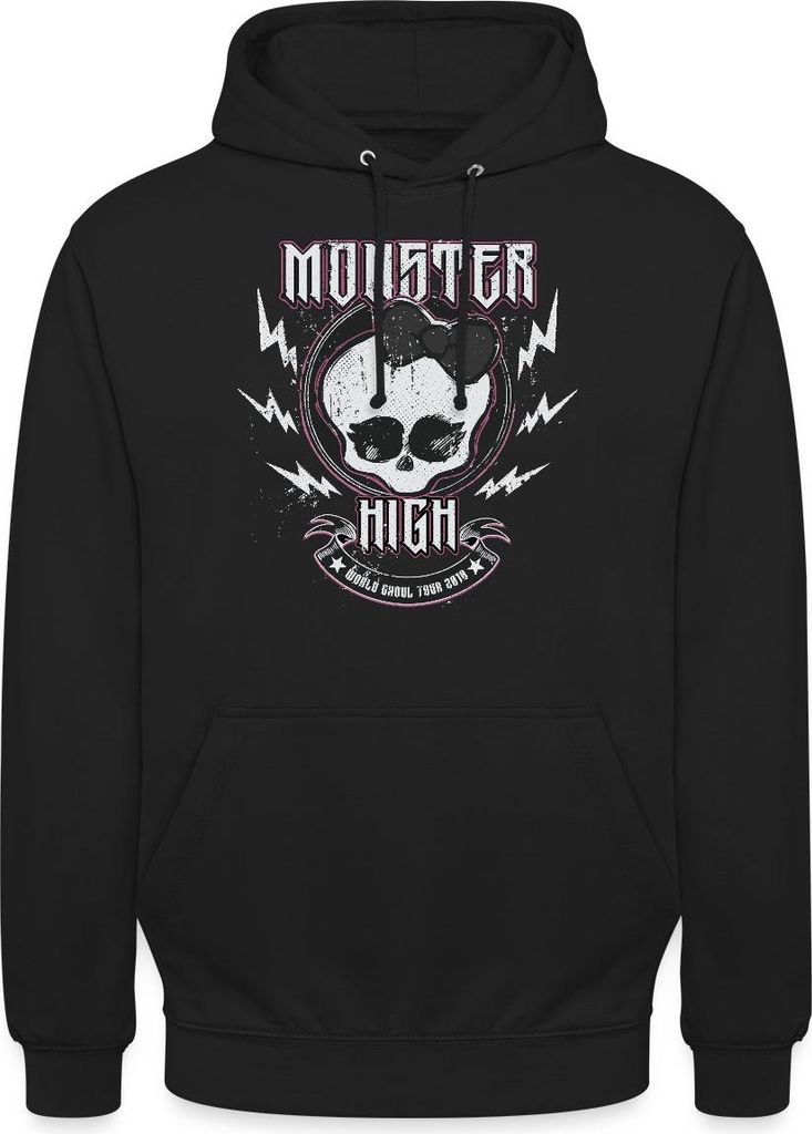 Spreadshirt Monster High World Ghoul Tour Totenkopf-Design Uni Hoodie, 3XL, Schwarz