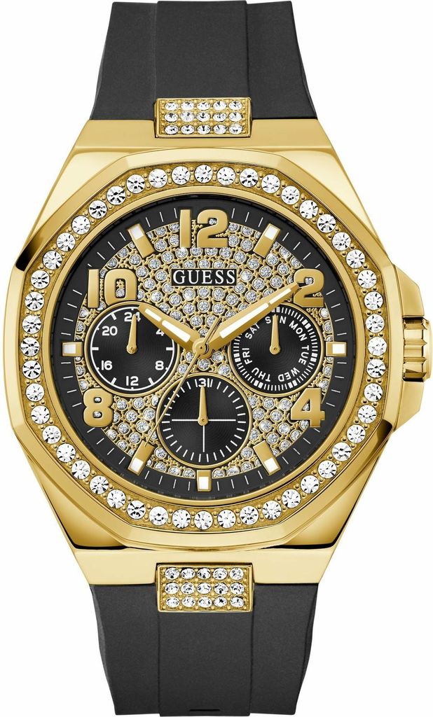 Guess Multifunktionsuhr Herren Gold-Tone and Black Multifunctional Watch Gold/Schwarz GW1002G2