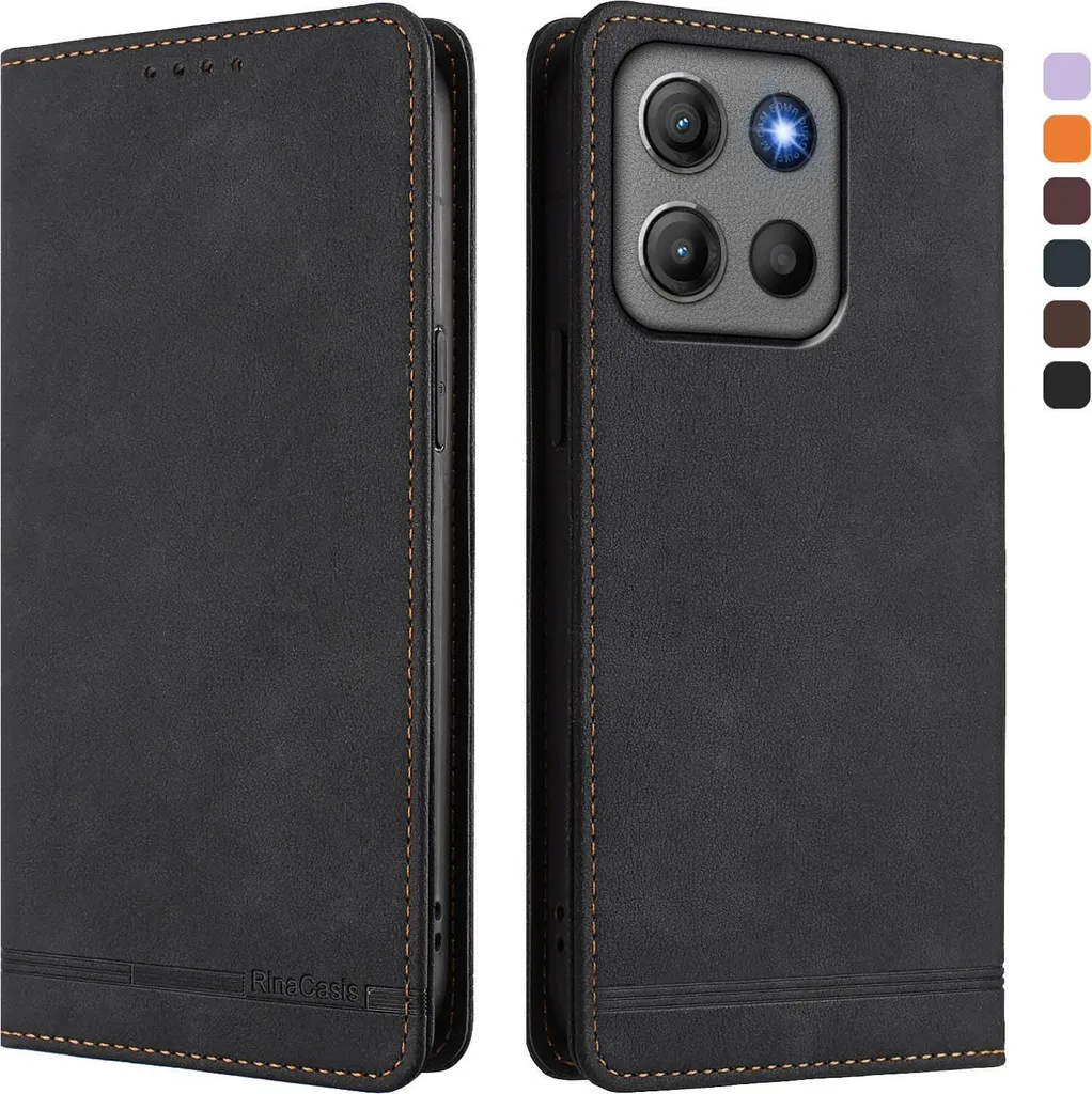 Custodia Moto G15 / G15 Power Nera Flip con Supporto Video e Wallet
