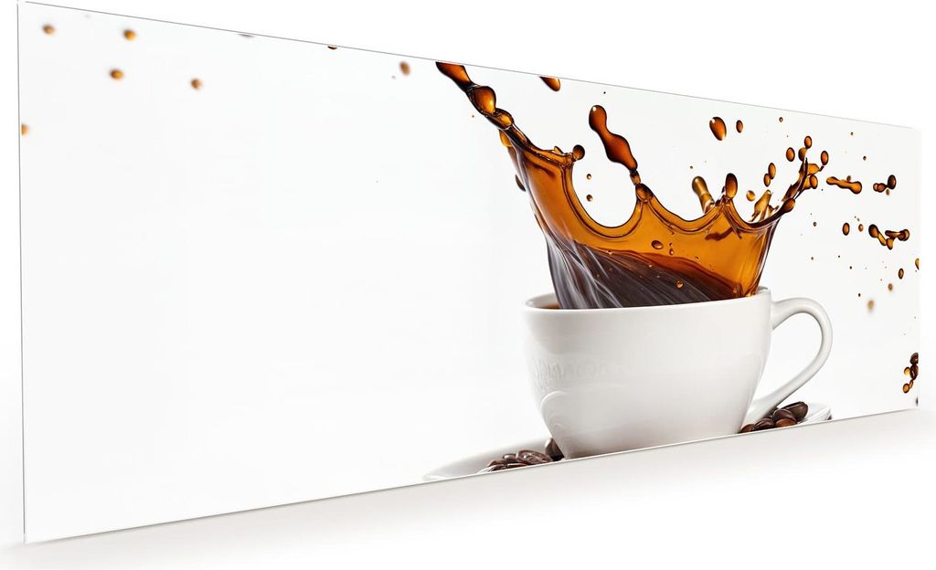 Küchenrückwand Spritzschutz Glas mit Motiv Kaffeespritzer 40 x 40 cm