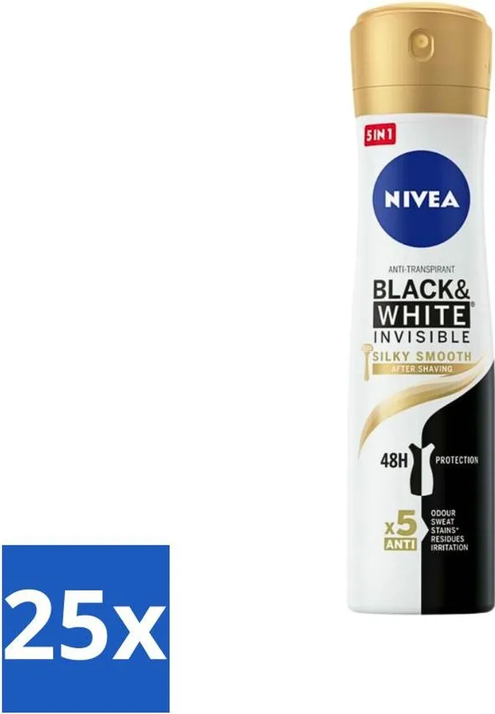 NIVEA Black & White Silky Smooth 150ml Spray - Lotto Risparmio 25 pz