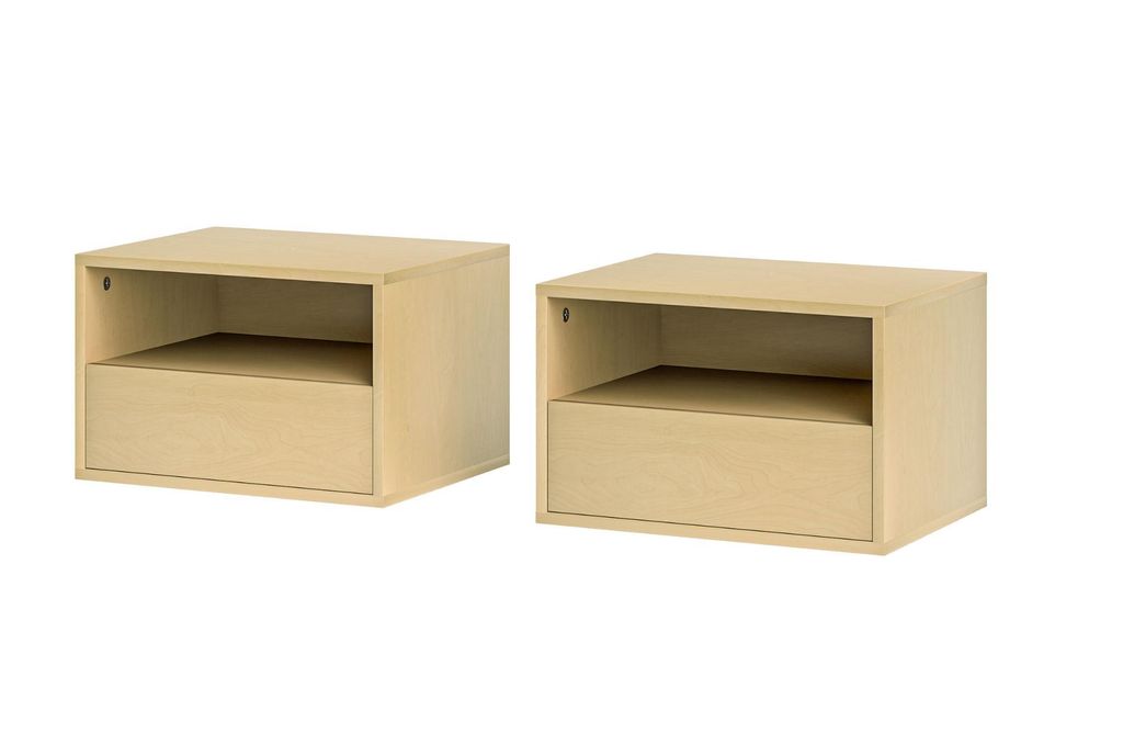 2-teiliges Nachttisch, Beistelltisch, Nachtkommode, Wandnachttisch-Set 45 x 35 x 27,5 cm