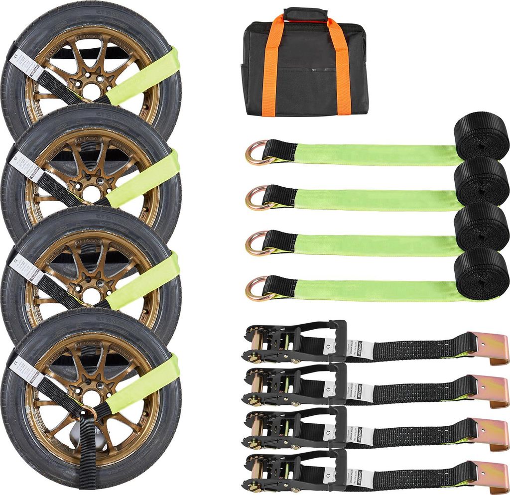 SucceBuy Radspanngurt Befestigungsgurt (50,8 x 3048 mm) mit flachem Haken, 4540 kg Zugfestigkeit & 1512 kg Tragfähigkeit, Motorrad-Spannsystem zur...