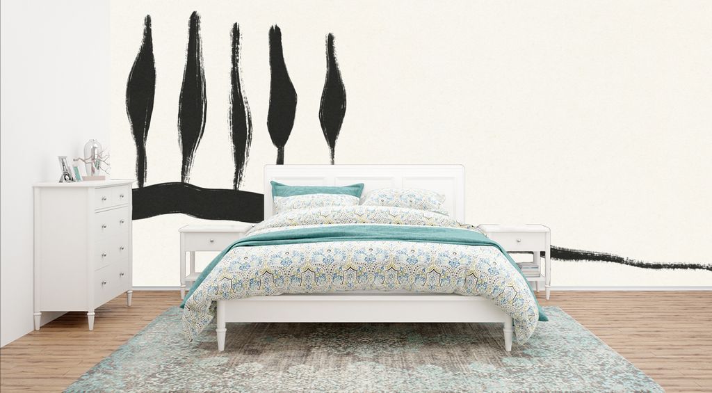 MuchoWow Fototapete für Wohnzimmer oder Schlafzimmer Wandtapete Vinyl Motivtapete Landschaft - Abstrakt - Schwarz und weiß - 435x260 cm - Kinde...