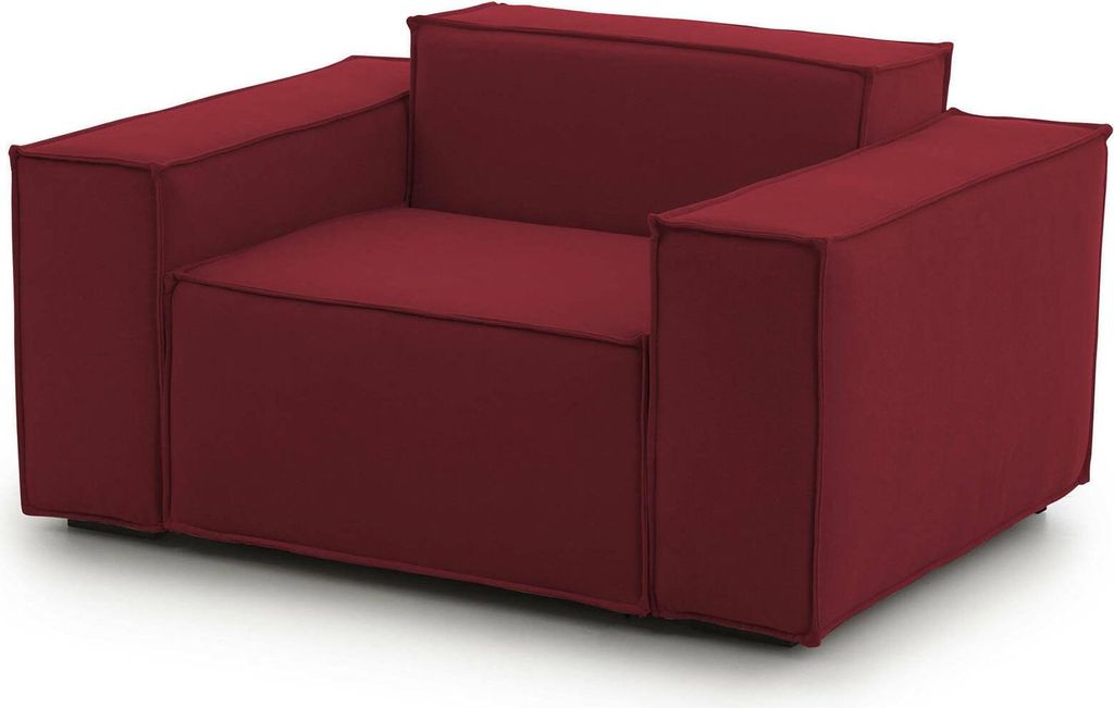 Lounge-Sessel Cristiana, Lounge-Sessel, 100% Italy, Relaxsessel aus gepolstertem Stoff, Cm 160x95h70, Rot
