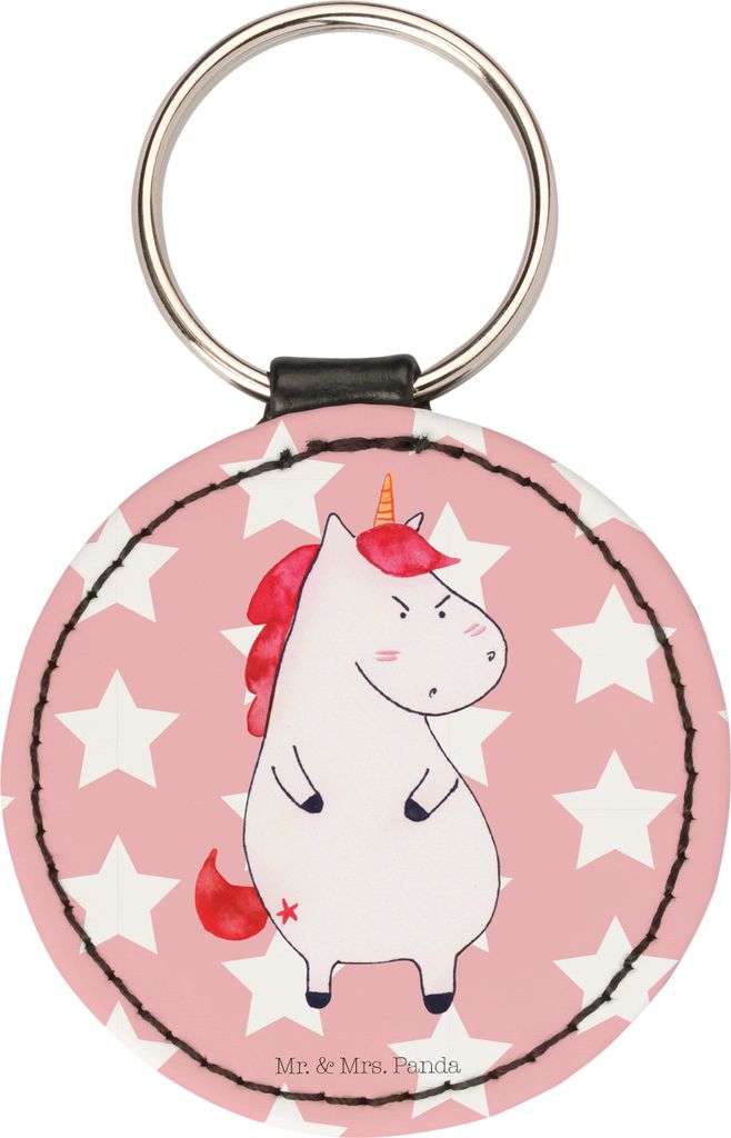 Mr. & Mrs. Panda Anhänger Einhorn Wut - Rot Pastell - Geschenk, Unicorn, Taschenanhänger, Einhörner, Arbeit, schlüssel, für, Lustig, kleiner s...