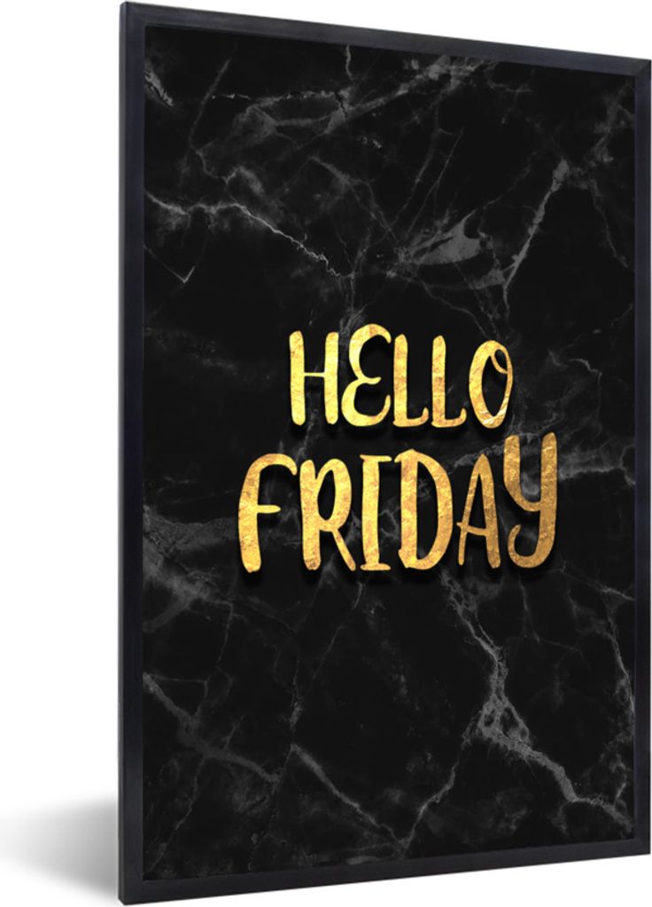 MuchoWow Gerahmtes Poster Zitat - Kalender - Freitag - Gold 40x60 cm - Poster mit Schwarzem Bilderrahmen Wandposter Rahmen Foto Bilder - Papierdr...