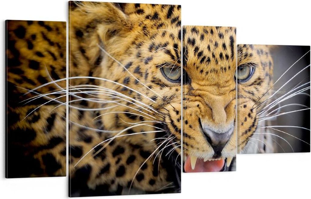 Bild auf Leinwand - Leinwandbild - Leopard tier savanne afrika - 120x70cm - Wand Bild - Wanddeko - Leinwanddruck - Bilder - Kunstdruck - Wanddekora...