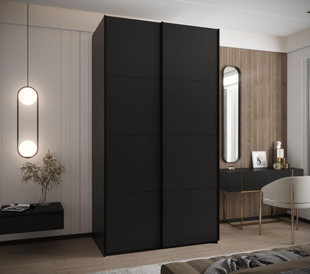 Zweitüriger Kleiderschrank SAMARA 1 - 140 cm, schwarz/schwarz