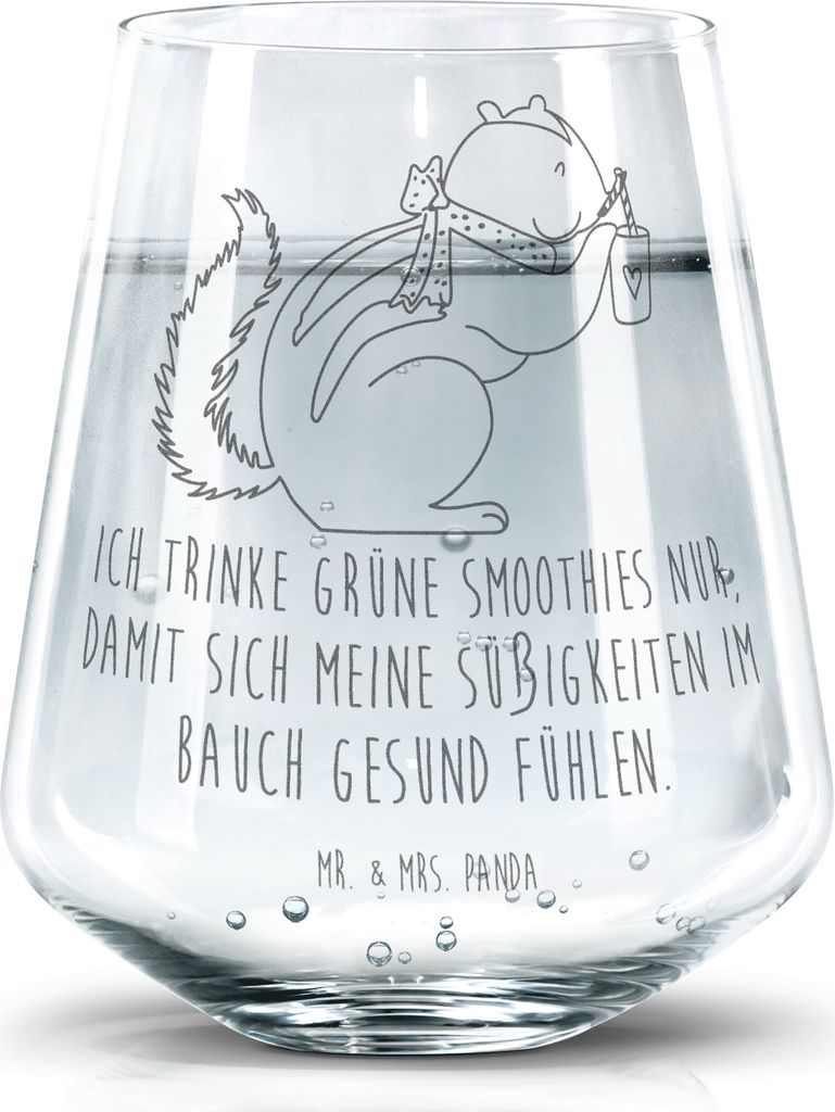 Mr. & Mrs. Panda Glas Eichhörnchen Smoothie - Transparent - Geschenk, Green Smoothies, Diät, Streifenhörnchen, Lustige Sprüche, Designglas, Was...