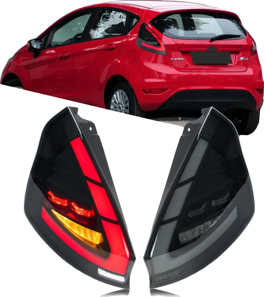 Optiques de Phares Arrière en PC ABS pour Ford Fiesta MK7 Série 2009-2020