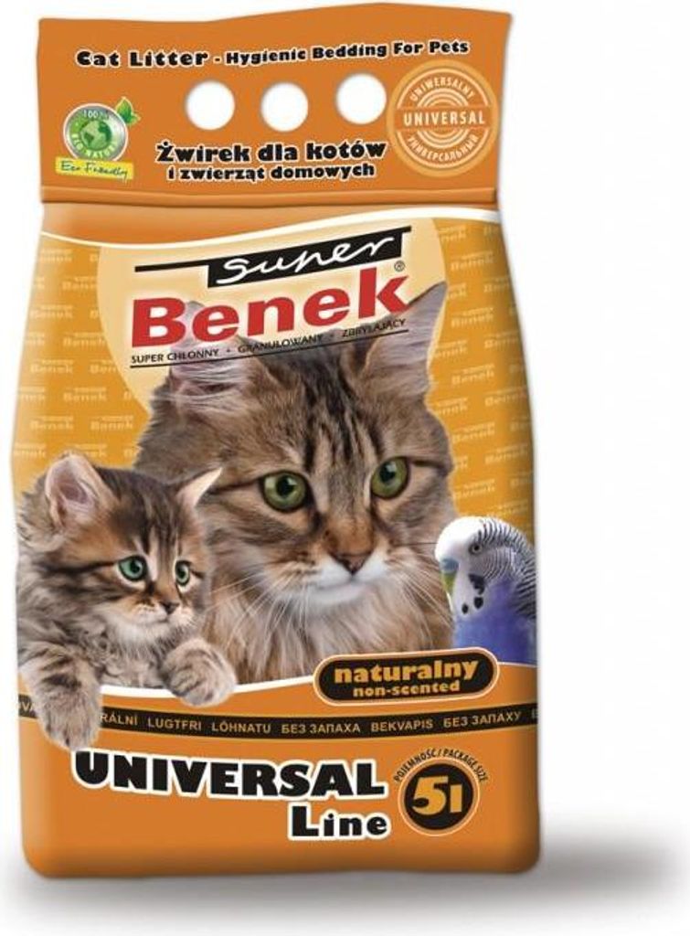 Super Benek Universal Line Natural - klumpendes Bentonit-Katzenstreu unparfümiert 25L