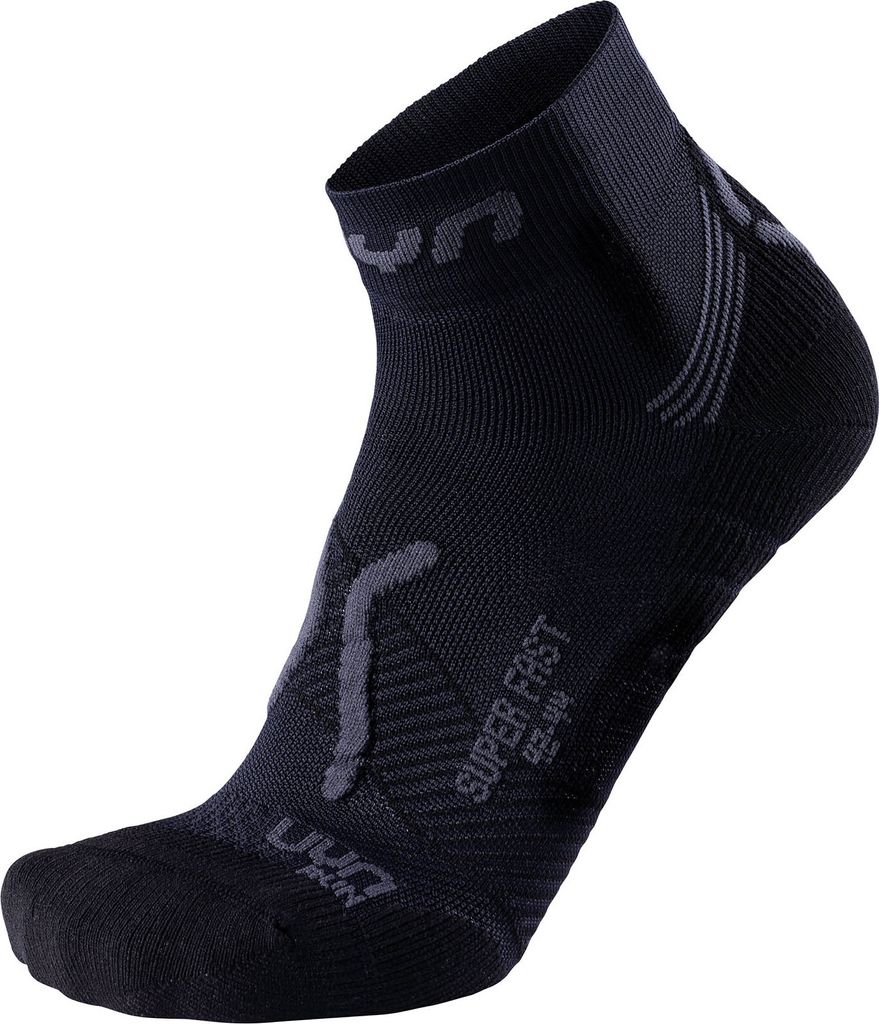 UYN Super Fast Laufsocken Herren schwarz anthrazit Gr 45-47