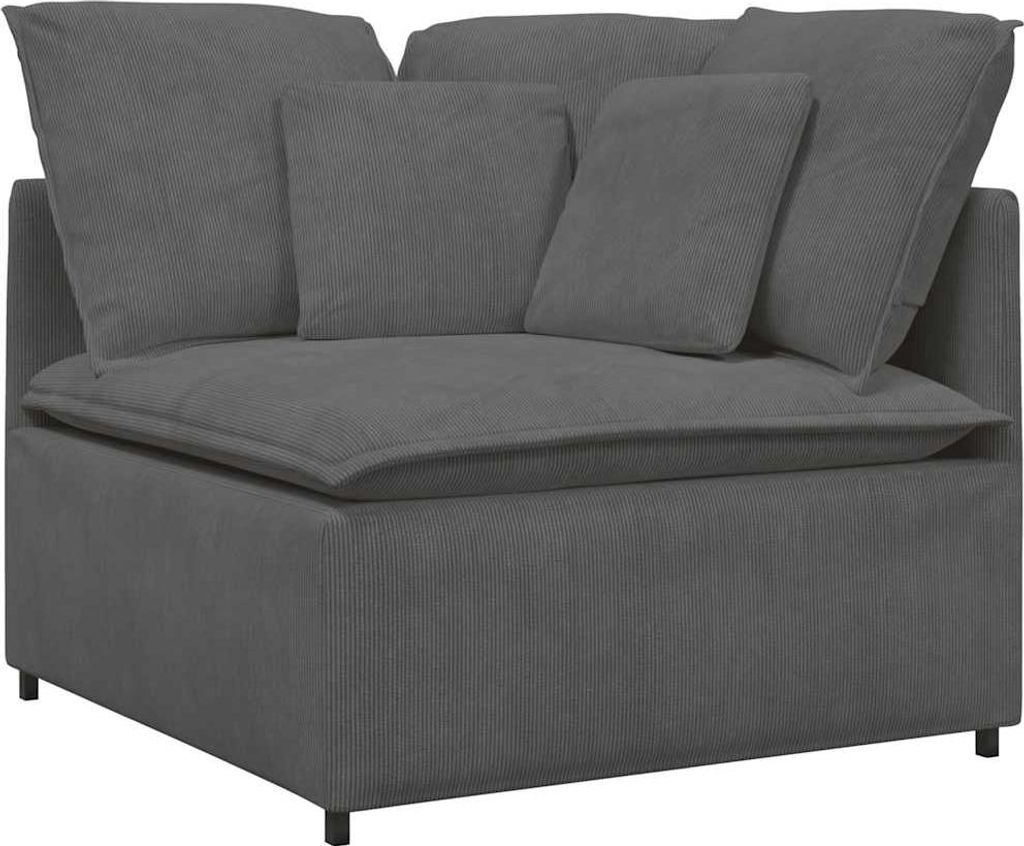 vidaXL Modulares Sofa Eckmodul mit Kissen Dunkelgrau 100 cm