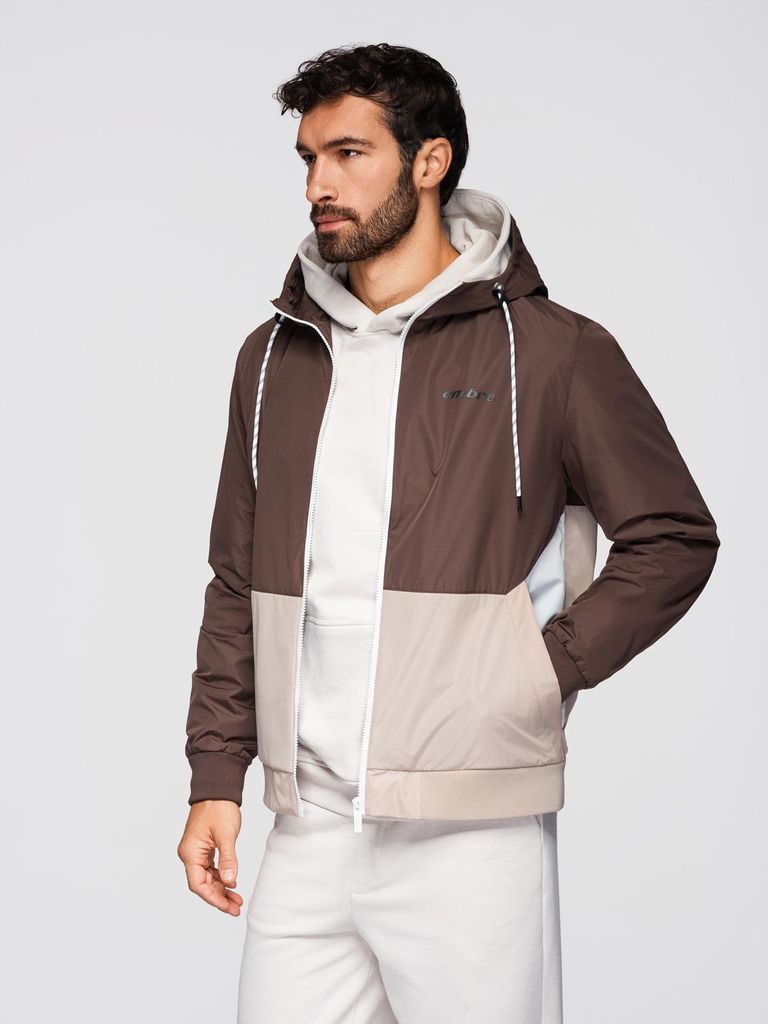 OMBRE Herren Jacke Paneldesign reguläre Passform OM-JANP-0242 brown S