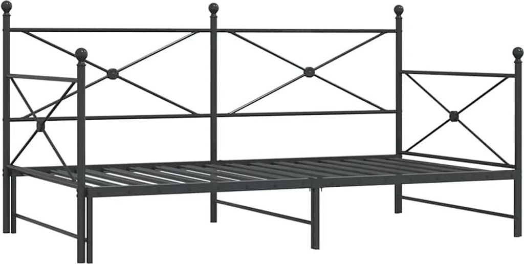 SYFAX Tagesbett Ausziehbar ohne Matratze Schwarz 100x190 cm Stahl