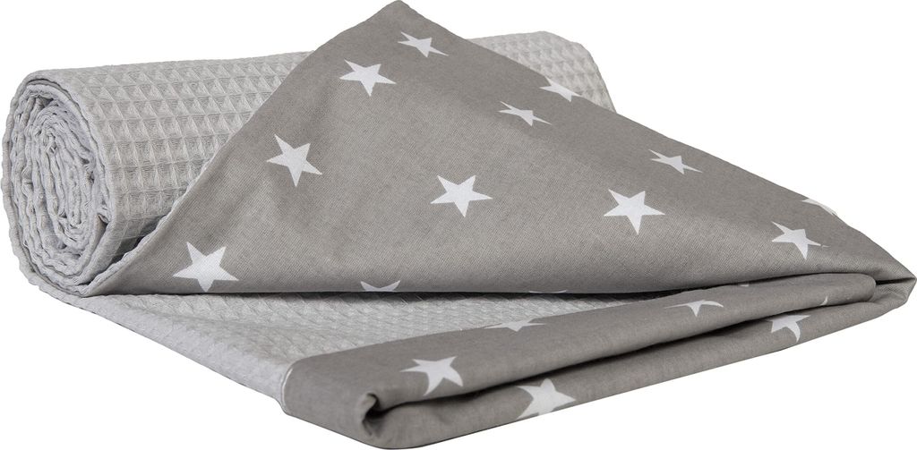 Babydecke für babys Baumwolle, 75x100, Weiße Sterne mit Grauem Waffle